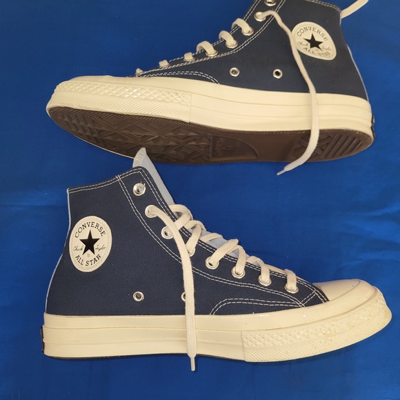 Converse Shoes, Converse Chuck 70 Tri-Panel Men Sz 8.5 Navy Blue Oat Milk Cream - Picture 4 of 11